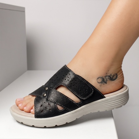 Papuci casual dama cu talpa joasa negri EVA72, 3, modlet.ro