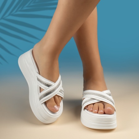 Papuci dama casual cu platforma albi MOD13862, 2, modlet.ro