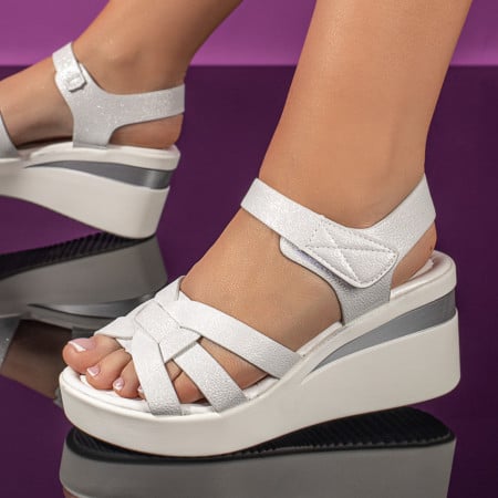 Sandale albe dama cu platforma si scai ZEF11328