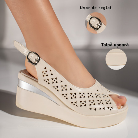 Sandale bej dama cu platforma MOD11301, 3, modlet.ro