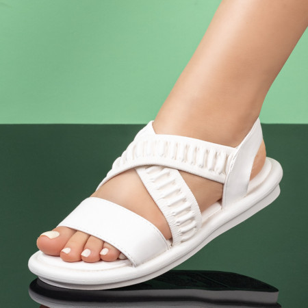 Sandale dama albe cu talpa joasa ZEF05241