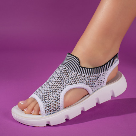 Sandale dama albe cu talpa joasa ZEF11344