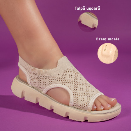 Sandale dama bej cu talpa joasa ZEF11348, 3, zeforia.ro