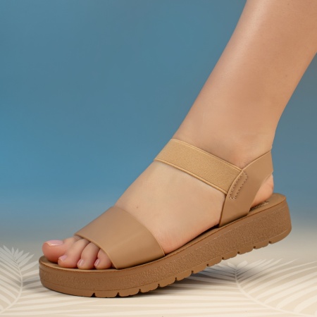 Sandale dama cu bareta elastica bej EMA24, 2, modlet.ro