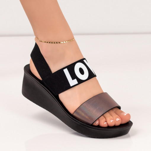 REDUCERI INCALTAMINTE, Sandale dama cu bareta elastica gri MOD04199, modlet.ro
