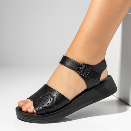 Sandale dama cu bareta negre LIA22, 3, modlet.ro