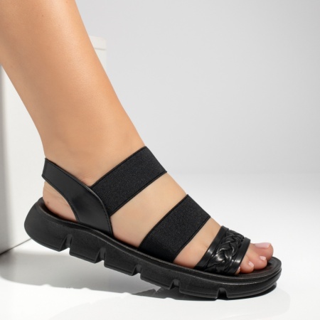 Sandale dama cu barete elastice negre EVA39, 3, modlet.ro