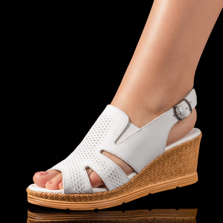 REDUCERI INCALTAMINTE, Sandale dama cu platforma albe din Piele naturala MOD09517, modlet.ro