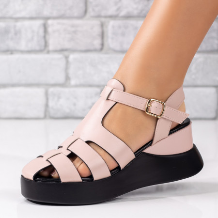 Incaltaminte dama, Sandale dama cu talpa groasa si bareta roz MOD09145, modlet.ro