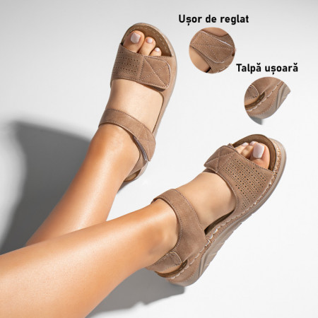Sandale dama cu talpa groasa si inchidere cu scai roz MOD11453, 3, modlet.ro