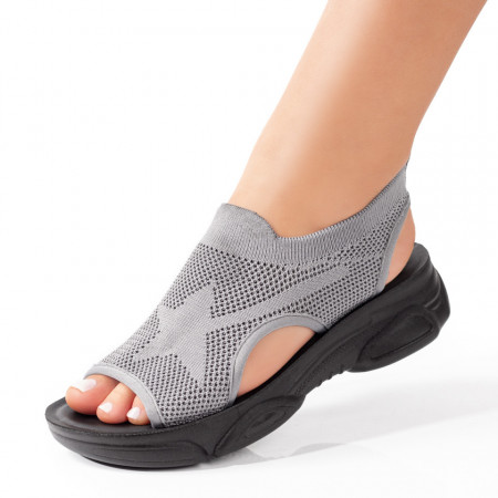 Incaltaminte dama, Sandale dama cu talpa groasa si perforatii gri MOD08727, modlet.ro