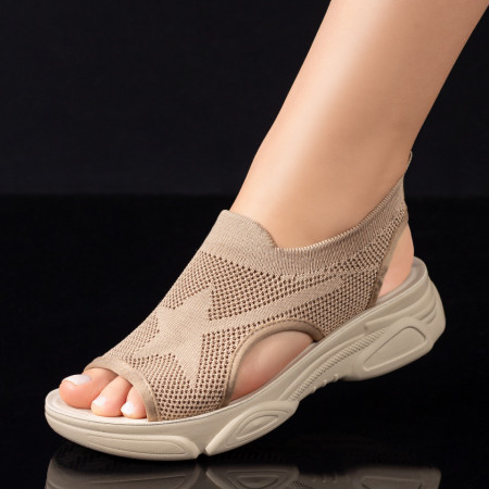 Sandale cu platforma, Sandale dama cu talpa groasa si perforatii khaki ZEF08727 - zeforia.ro