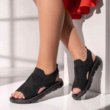 Sandale dama cu talpa joasa negre EVA68, 2, modlet.ro