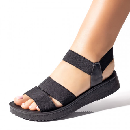 Sandale joase dama, Sandale dama cu talpa joasa negre MOD04173, modlet.ro
