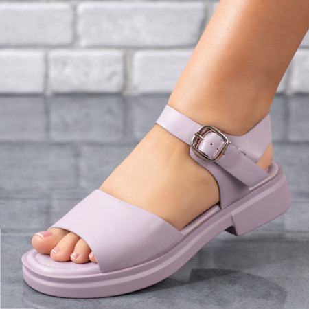 Sandale dama cu talpa joasa si bareta mov MOD09027, 3, modlet.ro