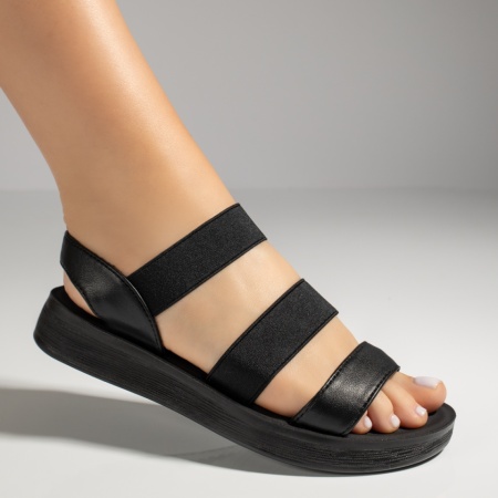 Sandale dama cu talpa joasa si barete elastice negre ZEF11447, 3, zeforia.ro