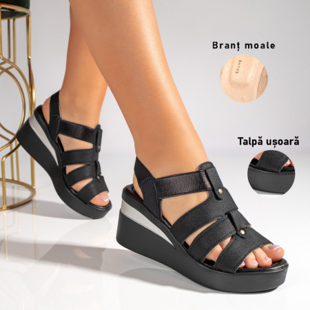 Sandale dama negre cu platforma MOD11326, 3, modlet.ro