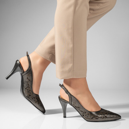Sandale dama negre cu toc din Piele Naturala MOD11305, 4, modlet.ro
