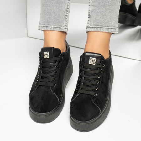 Sneakers dama cu siret negru suede MOD13448, 3, modlet.ro