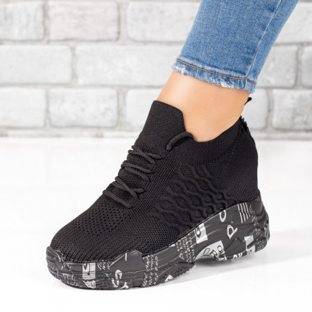 1+JUMATATE Dama, Sneakers dama negri cu platforma ascunsa MDL03405 - modlet.ro