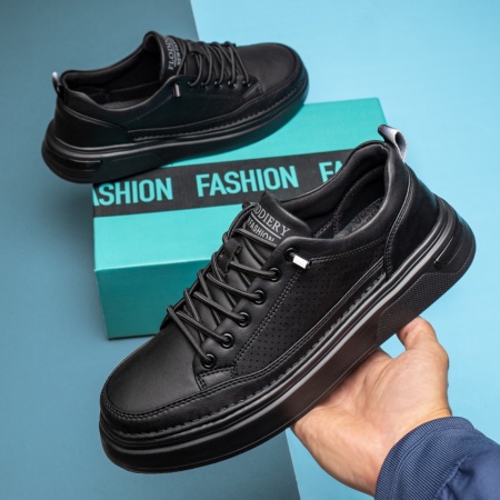 Tenisi barbati cu siret elastic si talpa groasa negri MOD13978, 3, modlet.ro