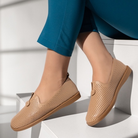 Balerini dama cu perforatii bej IRIS43, 2, modlet.ro