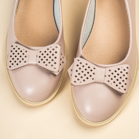 Balerini dama cu talpa joasa si fundita bej MOD11661, 2, modlet.ro