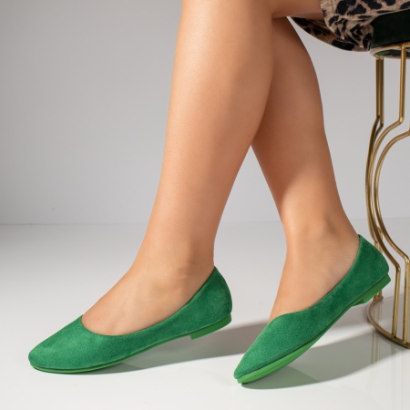 Balerini si Mocasini Dama, Balerini dama verzi suede MOD11726, modlet.ro