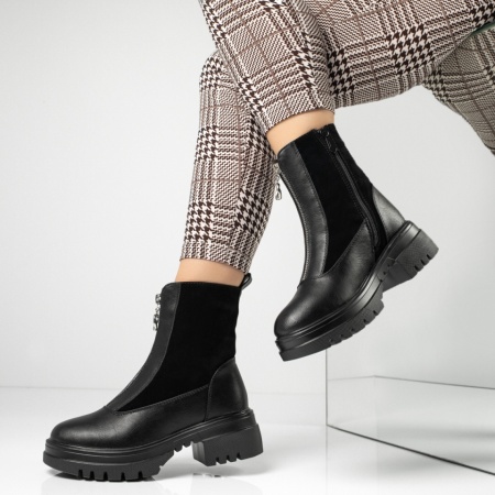 Bocanci dama, Bocanci dama cu talpa groasa si fermoar negri MOD14108, modlet.ro