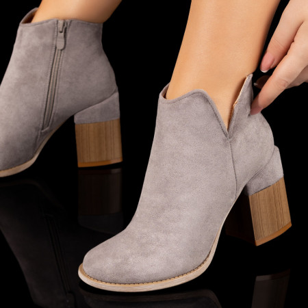 REDUCERI INCALTAMINTE, Botine dama cu toc gros gri suede MOD10382, modlet.ro