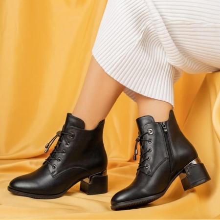 Botine dama cu toc gros negre FLORINA4, 2, modlet.ro