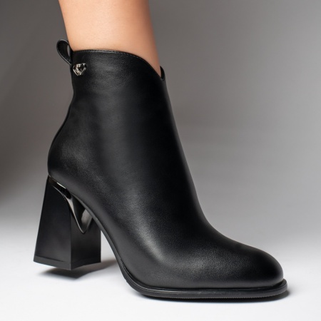 Botine dama cu toc gros negre MOD12389, 3, modlet.ro
