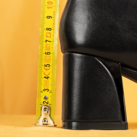 Botine dama cu toc gros si fermoar negre MOD14088, 4, modlet.ro