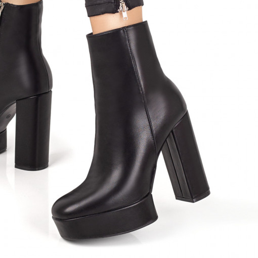 Botine dama, Botine dama negre cu platforma si toc inalt MOD07680, modlet.ro
