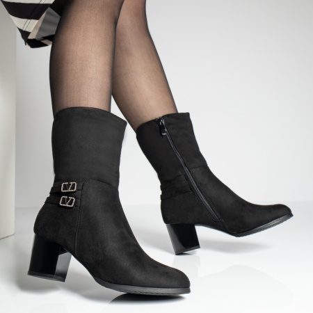 Cizme cu toc dama negru suede MOD07800, 3, modlet.ro