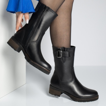 Cizme dama cu fermoar negre din Piele naturala MOD05616, 3, modlet.ro