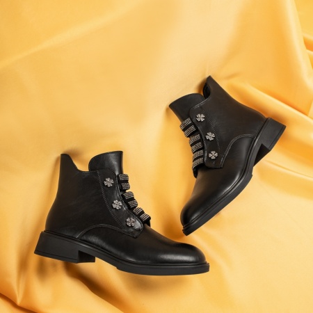 Cizme dama cu fermoar negre MOD14090, 2, modlet.ro