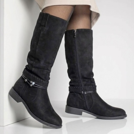 Cizme dama cu fermoar negru suede din Piele naturala FLORINA12, 2, modlet.ro
