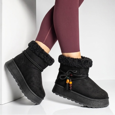 Cizme dama cu talpa groasa tip oog negru suede LILI47, 3, modlet.ro
