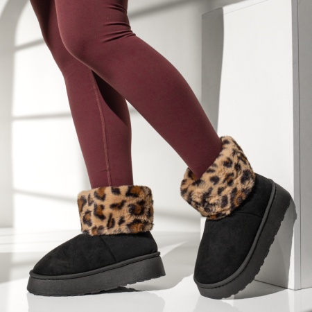 Cizme dama cu talpa groasa tip oog negru suede MOD14111, 3, modlet.ro