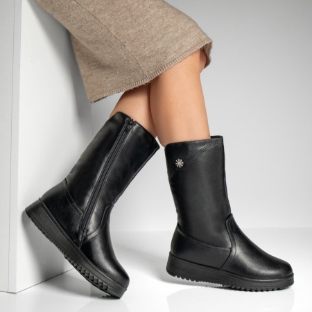 Cizme dama lungi cu fermoar negre MOD12796, 4, modlet.ro