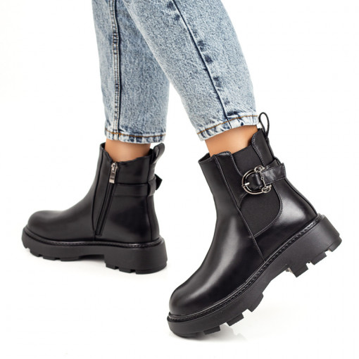 Cizme dama negre cu fermoar si talpa groasa MOD07023, 2, modlet.ro