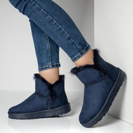 REDUCERI INCALTAMINTE, Cizme dama scurte cu blanita albastru suede MOD07101, modlet.ro