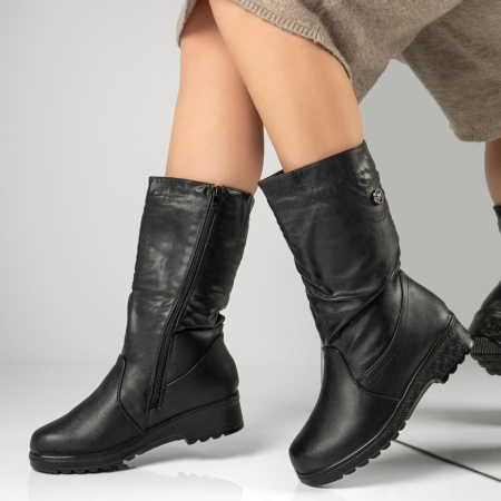 Cizme lungi dama cu platforma si fermoar negre MOD12879, 2, modlet.ro