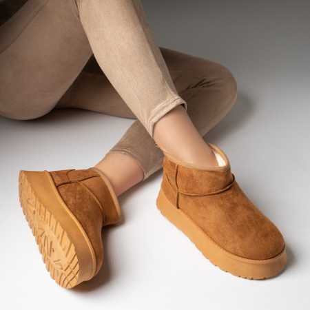 Cizme scurte dama tip oog maro suede MOD12590, 3, modlet.ro