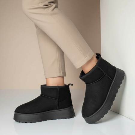 Cizme scurte dama tip oog negre suede MOD12590, 2, modlet.ro