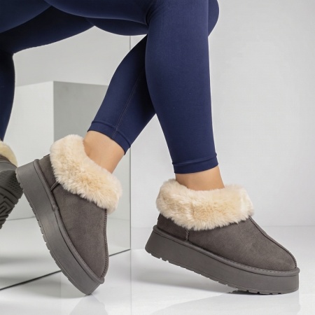 Cizme scurte dama tip UG gri suede EMA45, 3, modlet.ro
