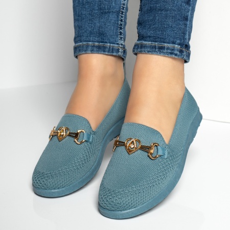 Pantofi dama, Espadrile dama cu accesoriu decorativ albastre MOD13055, modlet.ro