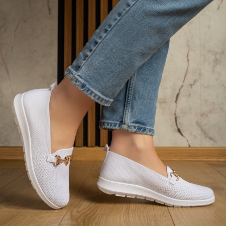 Espadrile dama cu accesoriu decorativ albe MOD13055, 3, modlet.ro