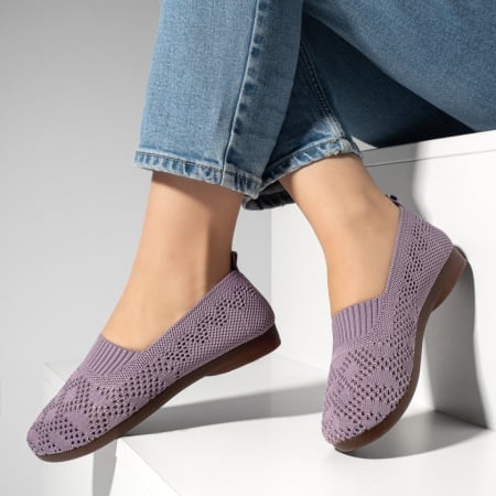 Pantofi dama, Espadrile dama cu perforatii si talpa joasa mov MOD13063, modlet.ro